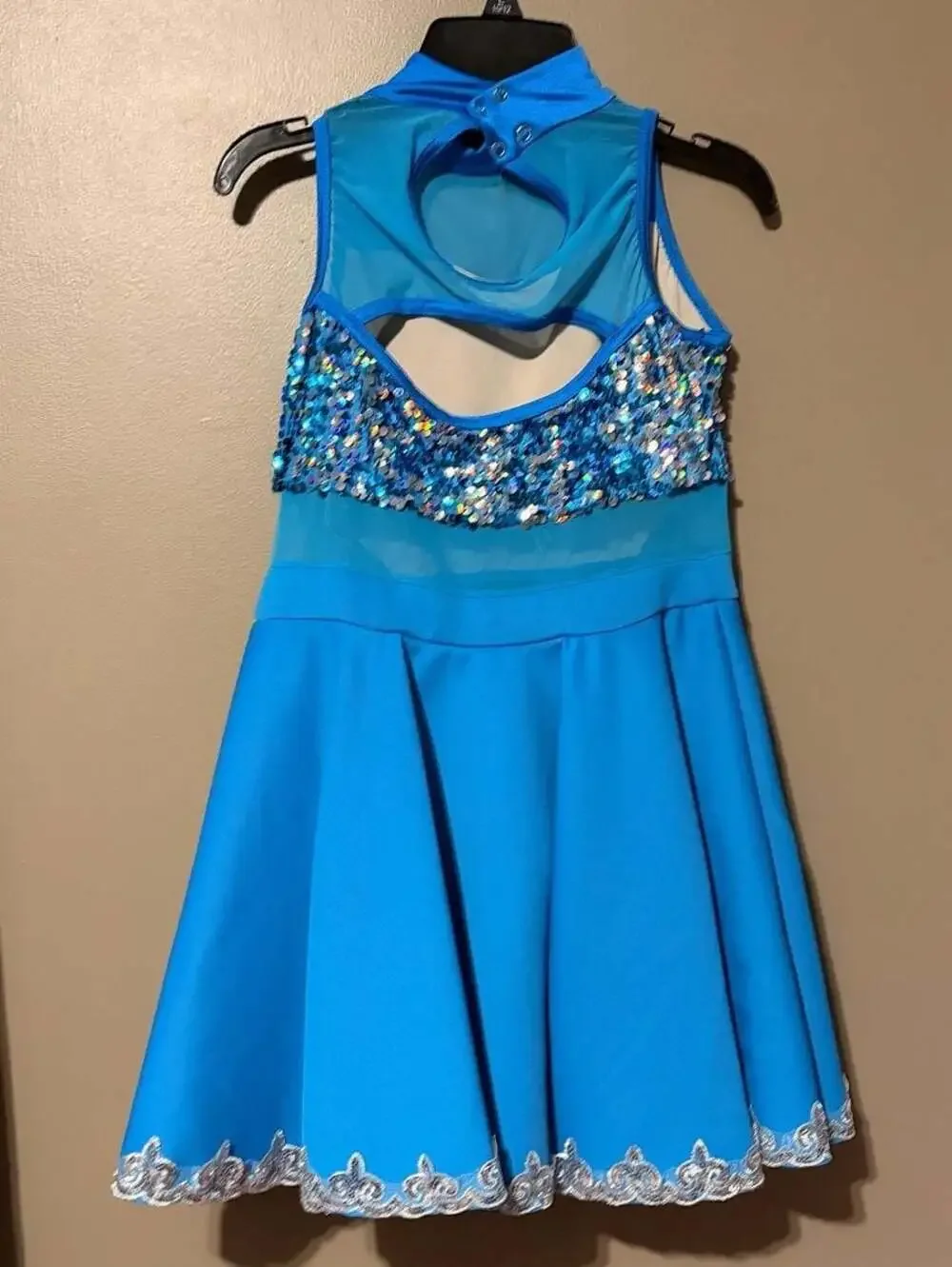 Weissman Blue Sequin Lyrical Dance Costume Dress Size XLC